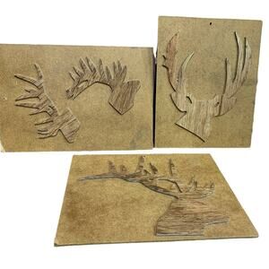 3 Handmade Wooden Cutout Deer Profile Rustic Scrap Wood Wall Art Craft Project